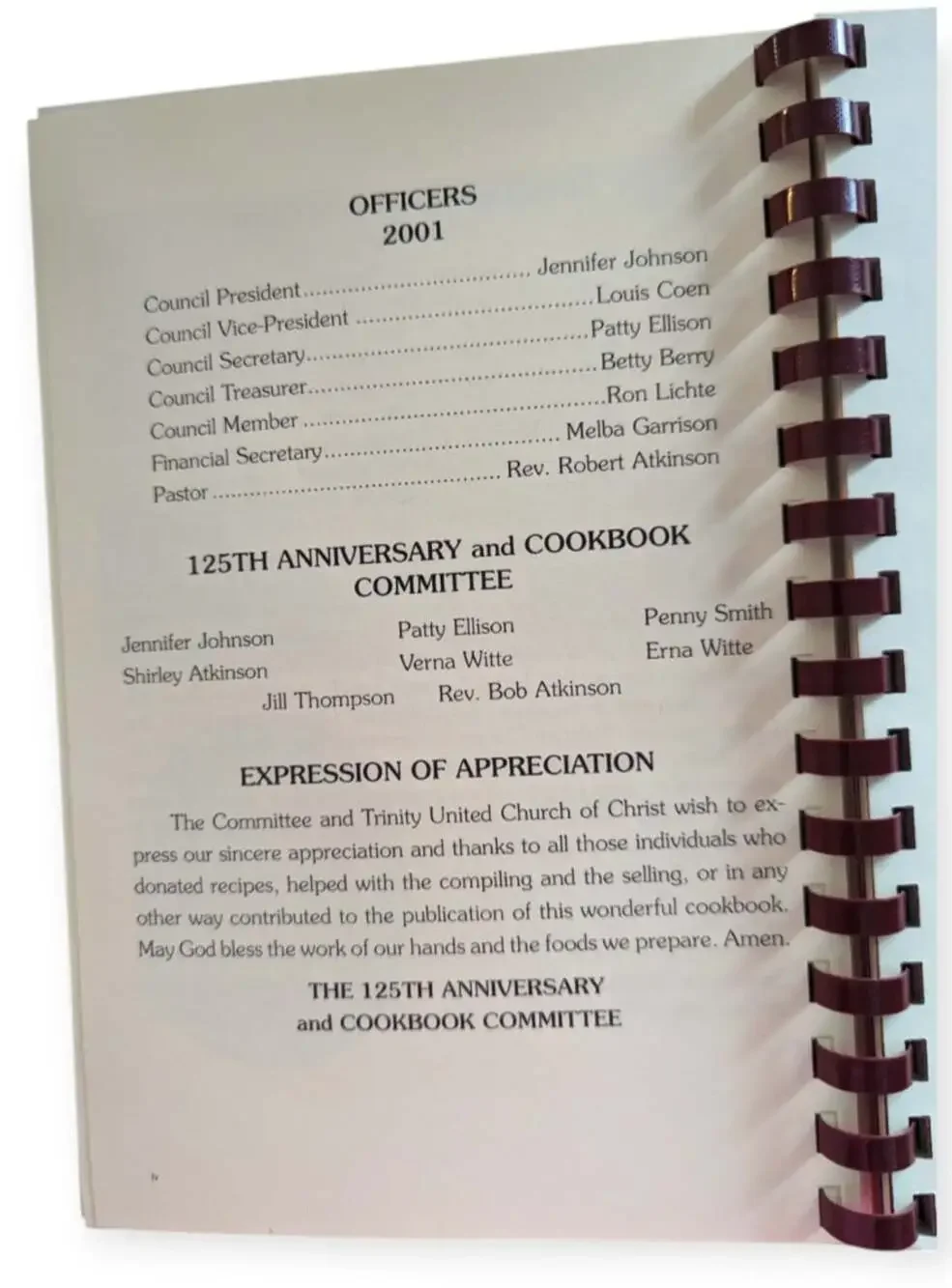 Sharing All Good Things Trinity United Church of Christ Recipe Book 2001